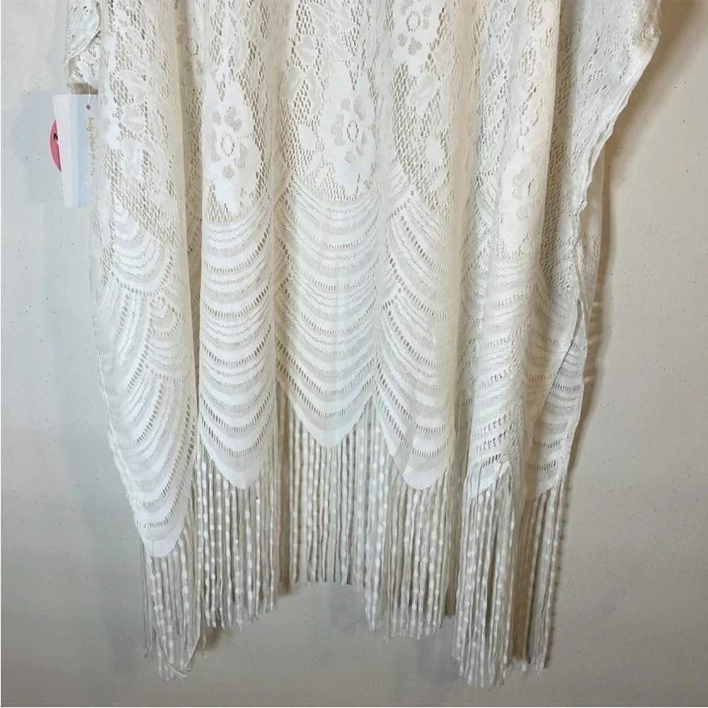 NWT. Siren Lily Maternity Fashion Floral Lace Fringe Hem Kimono. Large . - Picture 11 of 12